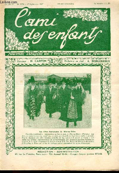 L'ami des enfants, journal illustr de l'enfance et de la jeunesse - Hebdomadaire n2272 - 17 septembre 1927 - Les ftes Panceltiques de Riec-sur-Belon