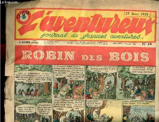 L'aventureux - Hebdomadaire parution n180 - 4e anne n34 - 27 Aot 1939
