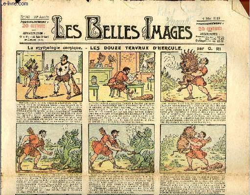 Les belles images n 767 - 8 mai 1919 - La mythologie comique, Les douzes travaux d'Hercule