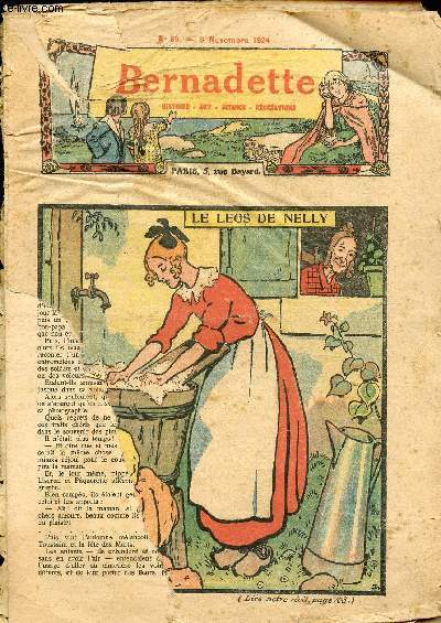 Bernadette - Hebdomadaire n 89 - 9 novembre 1924 - Le legs de Nelly - La fte du grand-pre (E. Imbert) - Le pompon vert (Alice Pujo) - L'tang de Varzy (Valdor) - A travers L'himalaya - ...