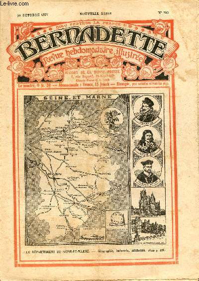 Bernadette - Hebdomadaire n 243 - 23 octobre 1927 - Le dpartement de Seine-et-Marne - + La rception du Bourgmestre