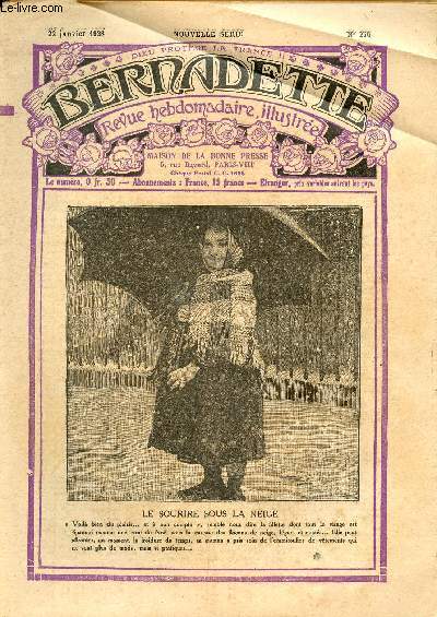 Bernadette - Hebdomadaire n 256 - 22 janvier 1928 - Le sourire sous la neige + supplment : un histoire de pommes