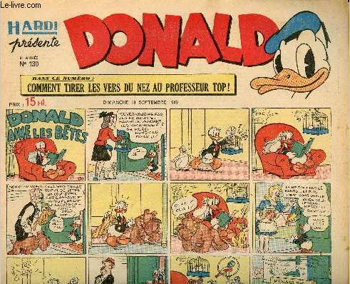 Donald (Hardi prsente) - n 130 - 18 septembre 1949 - Donald aime les btes