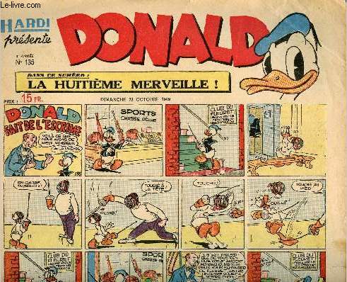 Donald (Hardi prsente) - n 135 - 23 octobre 1949 - donal fait de l'escrime