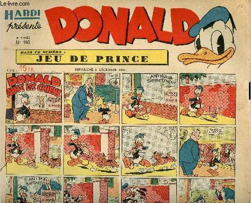 Donald (Hardi prsente) - n 193 - 3 dcembre 1950 - Donald aimes les chiens