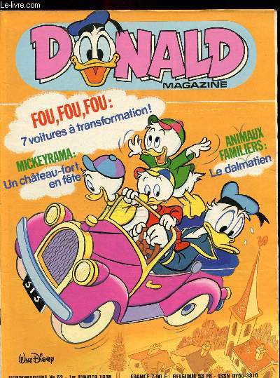 Donald magazine - anne 1988 - Hebdomadaires n4 + 14 + 25 + 34 + 39 + 40 + 52 - du 1er janvier au 30 septembre 1988