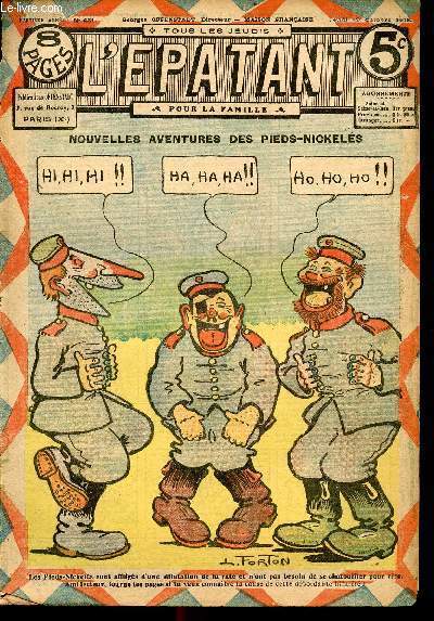 L'Epatant - anne 1916 - n 431 - 19 octobre 1916 - Nouvelles aventures des pieds nickels par Louis Forton - Le rachat par Jo Valle - Isidore Flapi - Le roi des boxeurs par Picard - Les dmons blancs - ...