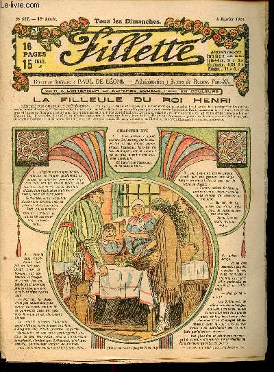 Fillette - anne 1920 - n617  631 + 633  656 + 658  666 - du 4 janvier au 26 dcembre 1920 - incomplet - La filleule du Roi Henri - Bernard le mnestrel - Riolette, la petite colonelle - ...