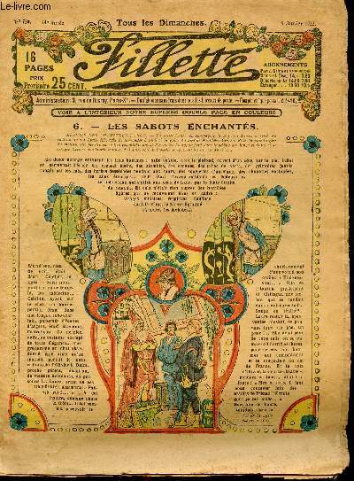 Fillette - anne 1922 - n720 + 728 + 729 + 747 - du 8 janvier au 16 juillet 1922 - incomplet - Les sabots enchants - La petite chevrire - L'hritage d'Arlette - ...