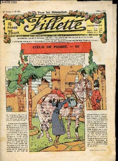 Fillette - anne 1933 - n1302 + 1306  1344 - du 5 mars au 24 dcembre 1933 - incomplet - Coeur de pierre - Le merveilleux voyage de Jacqueline - Le sifflet d'argent - ...