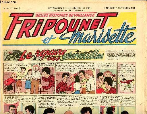 Fripounet et Marisette - anne 1951 - n 35 - 2 septembre 1951 - Sylvain et Sylvette - Les indgonflables de Chantovent par Rose Dardennes - Le vagabond par Alenon - L'extraordinaire parachute par Joseph Dengerma - ...