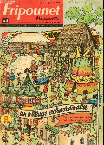 Fripounet et Marisette - anne 1962 - n 4 - 25 janvier 1962 - Le tapis flottant par Herbon - Sylvain, Sylvette et leurs aventures - le voyage de Boule d'or par Rose Dardennes et Chakir - Les mystres de l'hlicoptre - Onsime Poinsurli et Le fer  chev