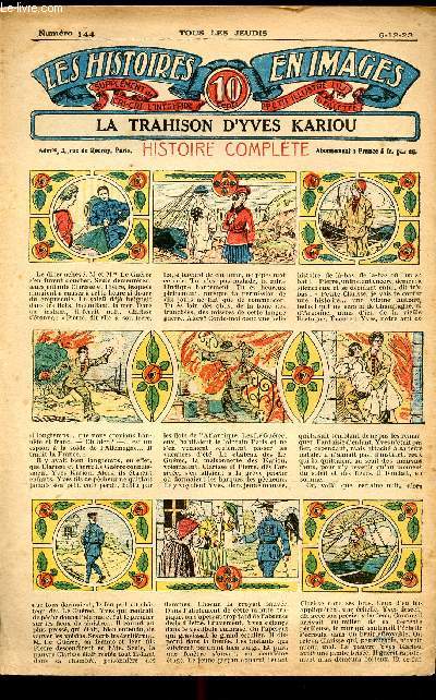 Histoires en images - n 144 - 6 dcembre 1923 - La trahison d'Yves Kariou par H. Steimer
