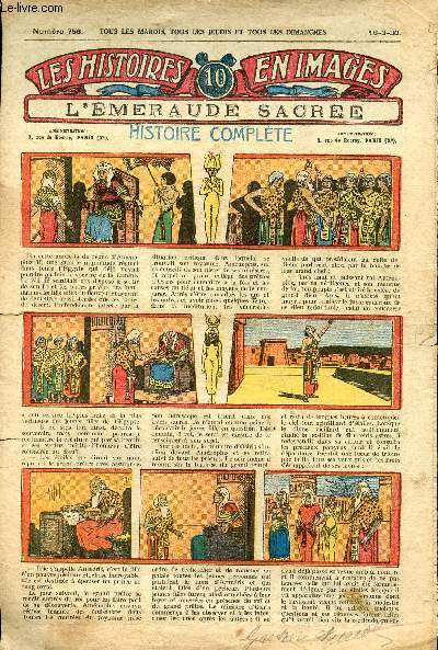 Histoires en images - n 756 - 16 mars 1930 - L'meraude sacre