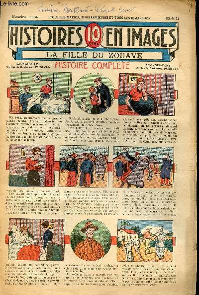 Histoires en images - n 1112 - 23 juin 1932 - La fille du Zouave par V. Graud