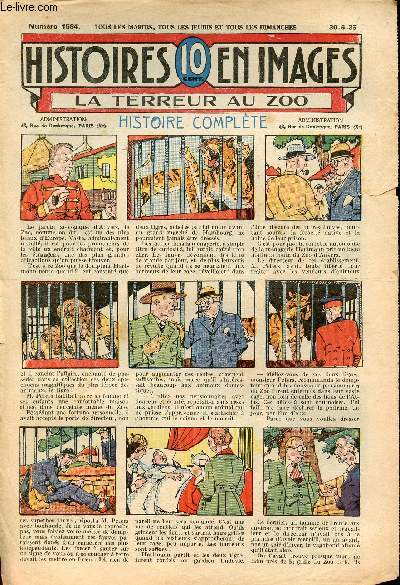 Histoires en images - n 1584 - 30 juin 1935 - La terreur au Zoo par Line Deberre