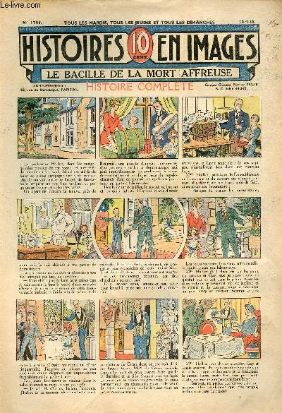 Histoires en images - n 1709 - 16 avril 1936 - Le bacille de la mort affreuse par Line Deberre