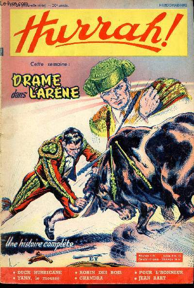 Hurrah ! - nouvelle srie - n 24 - 3 avril 1954 - Drame dans l'arne
