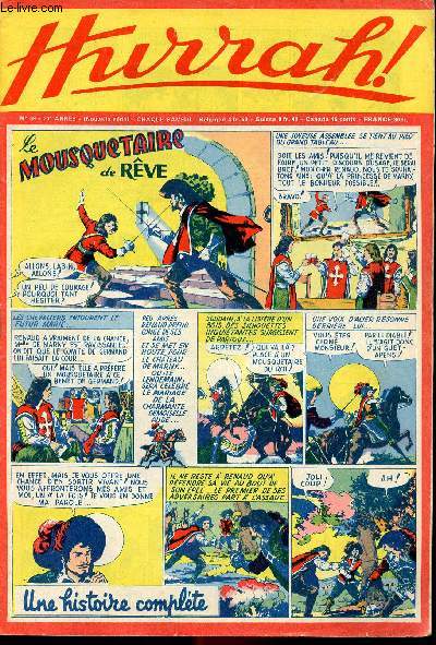 Hurrah ! - nouvelle srie - n 59 - 4 dcembre 1954 - Le mousquetaire de rve