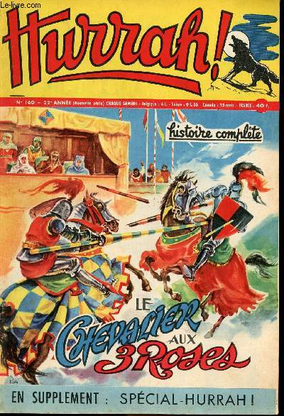 Hurrah ! - nouvelle srie - n 160 - 10 novembre 1956 - Le chevalier au 3 roses - en mission sur le Niger - Les trois lanciers du Bengale