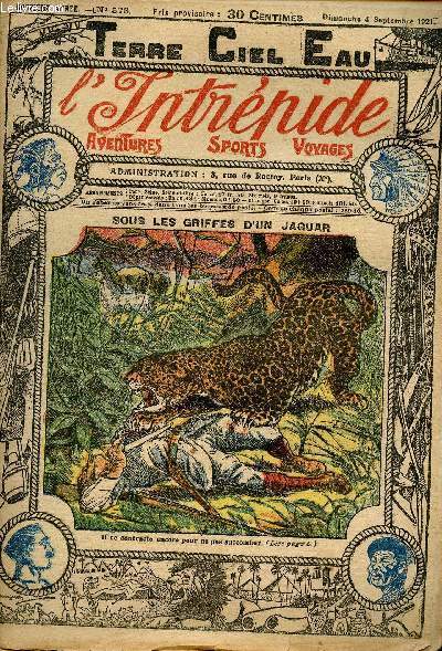 L'intrpide - n 576 - 4 septembre 1921 - Sous les griffes d'un Jaguar par Elie Monfort