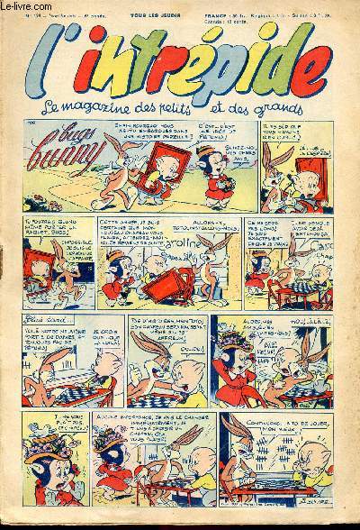 L'intrpide - nouvelle srie - n 190 - 18 juin 1953 - Bugs Bunny par Schlessinger et Studio - Hardi John ! par Nicolo et Jeva - Arthur et Zo par Buschmiller - Le petit Shrif par Zuffi - Guy l'intrpide par L. Bornert et R. Burty - Les fils du vent par