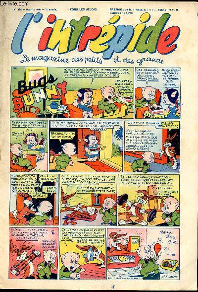 L'intrpide - nouvelle srie - n 194 - 16 juillet 1953 - Bugs Bunny par Schlessinger et Studio - Hardi John ! par Nicolo et Jeva - Arthur et Zo par Buschmiller - Le petit Shrif par Zuffi - Guy l'intrpide par L. Bornert et R. Burty - Les fils du vent