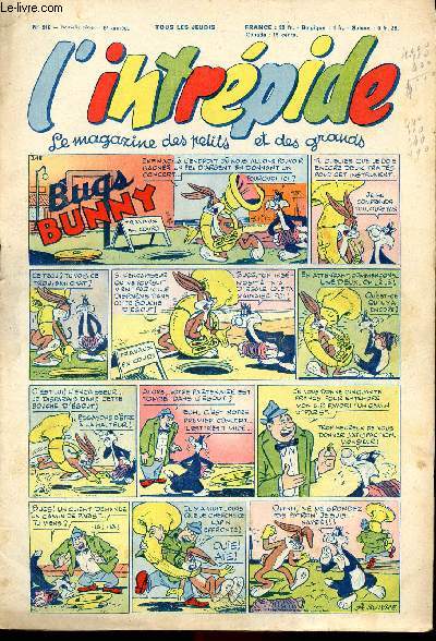L'intrépide - nouvelle série - n° 218 - 31 décembre 1953 - Bugs Bunny par Schlessinger et Studio - Hardi John ! par Nicolo et Jeva - Arthur et Zoé par Buschmiller - Le petit Shérif par Zuffi - Guy l'intrépide par L. Bornert et R. Burty - Les fils du vent