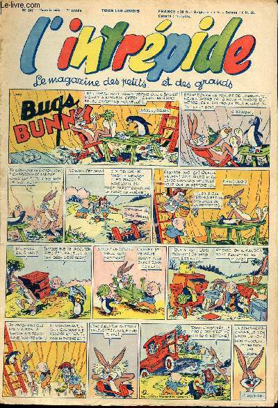 L'intrpide - nouvelle srie - n 247 - 22 juillet 1954 - Bugs Bunny par Schlessinger et Studio - Hardi John ! par Nicolo et Jeva - Arthur et Zo par Buschmiller - Le petit Shrif par Zuffi - Guy l'intrpide par L. Bornert et R. Burty - Les fils du vent