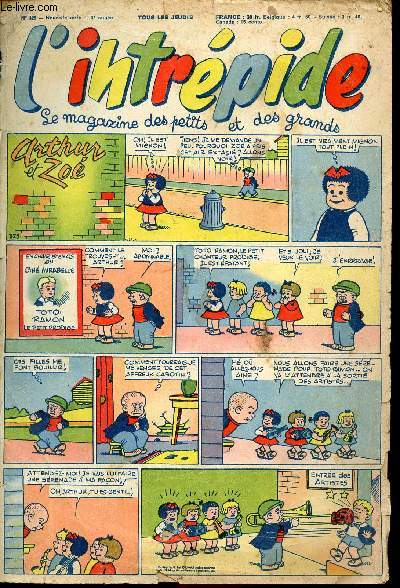 L'intrpide - nouvelle srie - n 325 - 19 janvier 1956 - Arthur et Zo par Bushmiller - Buffalo-Bill par Giffey - Kid le librateur par Buffolente et Toldo - Le petit shrif par Zuffi - Roland, hros des mers par Cossio / Corbella - Bugs Bunny par Schles