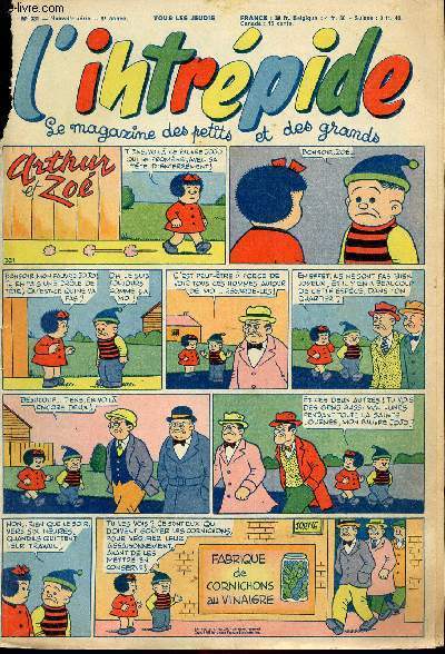 L'intrpide - nouvelle srie - n 331 - 1er mars 1956 - Arthur et Zo par Bushmiller - Buffalo-Bill par Giffey - Kid le librateur par Buffolente et Toldo - Le petit shrif par Zuffi - Roland, hros des mers par Cossio / Corbella - Bugs Bunny par Schlessi