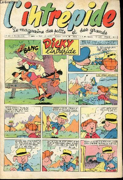L'intrpide - nouvelle srie - n 355 - 16 aot 1956 - Dicky L'intrpide - Arthur et Zo par Bushmiller - Buffalo-Bill par Giffey - Kid le librateur par Buffolente et Toldo - Le petit shrif par Zuffi - Roland, hros des mers par Cossio / Corbella - Les
