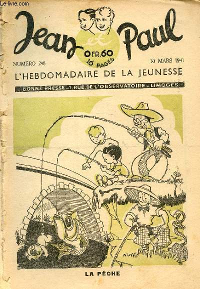 Jean et Paul, l'hebdomadaire de la jeunesse (Bayard) - n 248 - 30 mars 1941 - La pche - H. Bisson - Le pape et le boulanger, conte historique - Le pays des renards - Aprs la chute de Jrusalem - ...