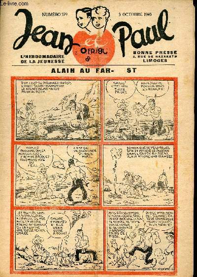 Jean et Paul, l'hebdomadaire de la jeunesse (Bayard) - n 379 - 3 octobre 1943 - L'araigne aronaute - La calabre - La profondeurs des mers - ...