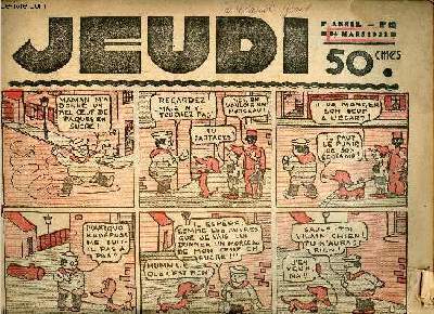 Jeudi - n 20 - 24 mars 1932 - Frisepoulet et l'oeuf de Pques par Michel Herbert - Soyons gais ! par Luk le Gai - Chteau-Gaillard par Germaine Ramos - Dans les grandes prairies par Woestyn - Pipe et Poupe, dieux des esquimaux - Verdevase Bidar, resquill
