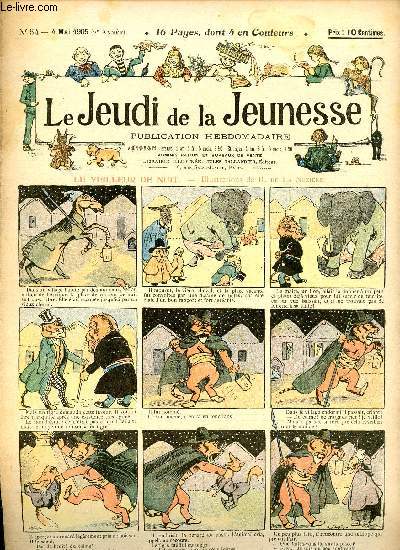 Le jeudi de la jeunesse - n 54 - 4 mai 1905 - Le veilleur de nuit par Nzire - Muse de Cire par Los - Le chapeau de clown par Lajarrige - Le mangeur d'hommes par Drawer - Une bonne farce par Kami - Le faux monnayeur par Helle - Le berger et ses btes