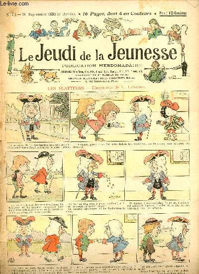 Le jeudi de la jeunesse - n 74 - 21 septembre 1905 - Les flatteurs par Lajarrige - Comme les indiens par d'Aurian - la fe des grenouilles par Drawer - Babylas en pension par Nzire - la tenue par Barn - La brosse  dents par Lajarrige - Le pre Barbeau