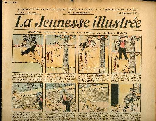 La Jeunesse Illustre - n 82 - 18 septembre 1904 - Monisuer Mouton n'aime pas les chiens par Rabier - A malin, malin et demi - Un billet de loterie par Bajolot - Les aventures d'une fourchette par Kotek - Le dressage de Zozo par Motet - ...