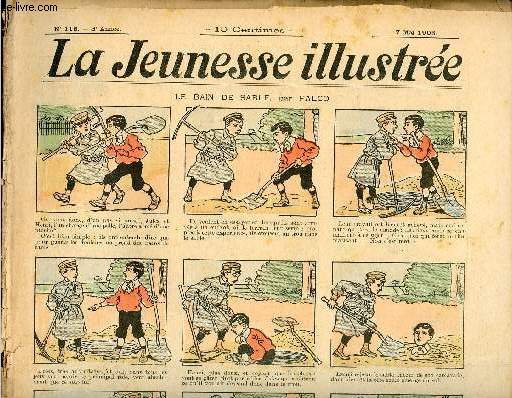 La Jeunesse Illustre - n 115 - 7 mai 1905 - Le bain de sable par Falco - Le masque par Jolicler - Le gros lot par Omry - Jennecy-Lustr par Leguey - Trop grand - ...