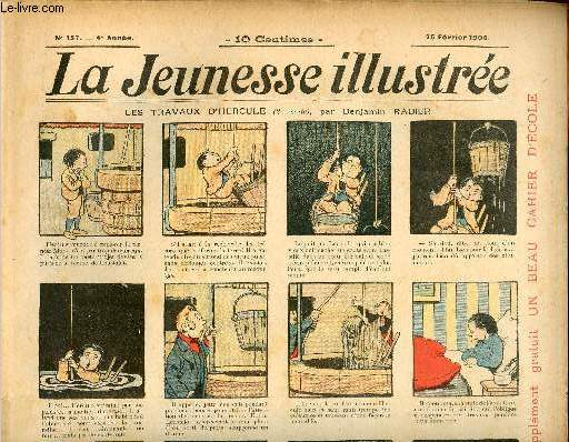 La Jeunesse Illustre - n 157 - 25 fvrier 1906 - gribouille scaphandrier - Le bon petit page Florimond par Thlem - l'le aux perles par Kotek - Le tour du monde de Marius Bdouillard - Histoire d'un accident d'automobile et de ce qu'il en advint par Mo