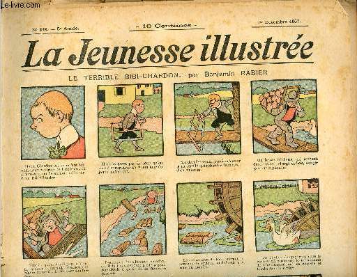 La Jeunesse Illustre - n 249 - 1er dcembre 1907 - Le terrible Bibi-Chardon par Rabier - Une attraction nouvelle par Monnier - Le faux-nez et le peintre Dupon par Moriss - Guinol avocat par Delmotte - Les vacances de Nicodme Carabas par Valvrane - le