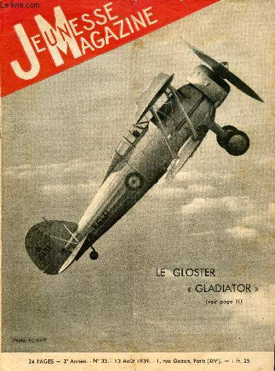 Jeunesse Magazine - n 33 - 13 aot 1939 - Le gloster 