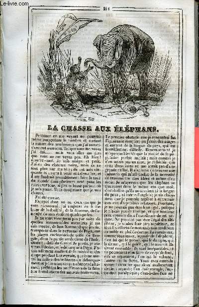 Le Journal des Enfans - extrait du tome 2 - 2eme anne - La chasse aux lphans par Jroboam Vaer - L'enfant gat Miss Maria-Fitz-Clarentz - La groenlandaise, le Spitzberg, la pche de la baleine (suite de Hans Pitterkin,  suivre) par Ernest Fouinet - Ma