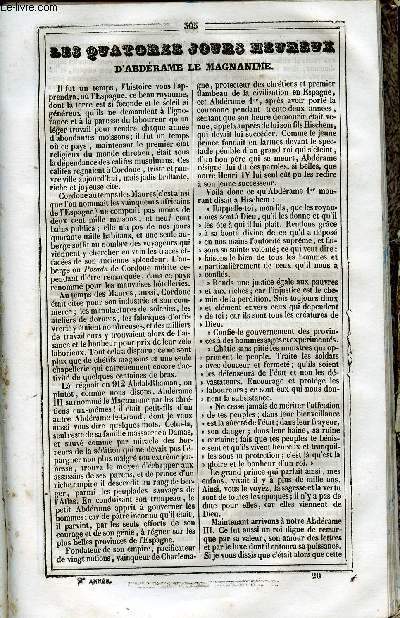 Le Journal des Enfans - extrait du tome 2 - 2eme anne - Les quatorze jours heureux d'Abdrame le Magnanime ( suivre) par Michel Masson (Michel Raymond) - Naufrage de l'eagle - la mnagerie Martine par Edmond de Fontanes - Aventures de deux marins dans d