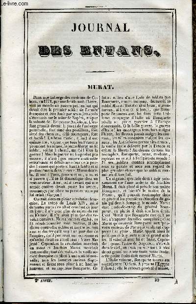 Le Journal des Enfans - extrait du tome 2 - 2eme anne - Murat par Jules Janin - Le tours de France par Frdric Souli - Jacques Ier et Jacques II par A. Dumas - La fiance d'Irlande par Lautour-Mzeray - Les chiens clbres (suite) par James Rousseau -