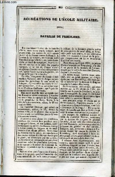 Le Journal des Enfans - extrait du tome 3 - 3eme anne - Rcrations de l'cole militaire : Bataille de Friedland par Ad. Brant - Chasse aux ours blancs par De Florence - Le tour de France (suite ) par Frdric Souli - Les aventures de Robert-Robert et