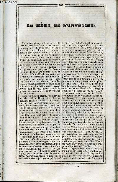 Le Journal des Enfans - extrait du tome 3 - 3eme anne - La mre de l'invalide par Tournier de Florence / gravures de Vasselin, Lacoste