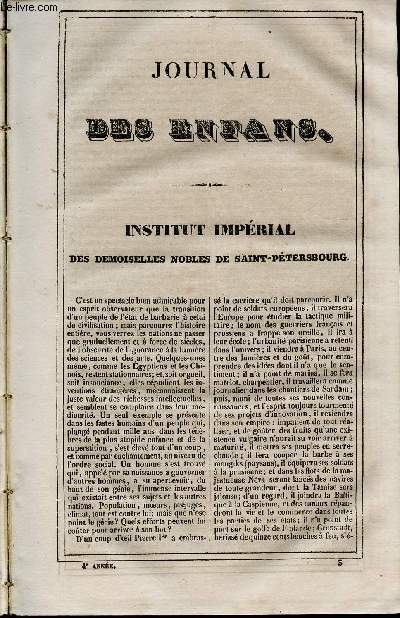 Le Journal des Enfans - extrait du tome 4 - 4eme anne - Institut imprial des demoiselles nobles de Saint-Ptersbourg