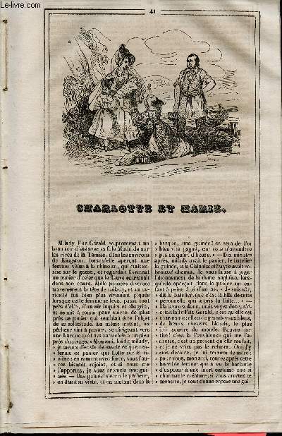 Le Journal des Enfans - extrait du tome 4 - 4eme anne - Charlotte et Marie par Alissan de Chaset / gravures de Tellier, Lacoste