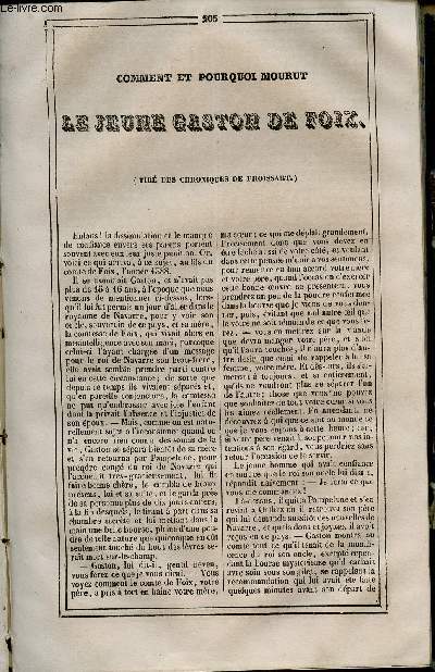 Le Journal des Enfans - extrait du tome 4 - 4eme anne - Comment et pourquoi mourut le jeune Gaston de Foix (tir des chroniques de Froissart) par Buchon - rcrations de l'cole militaire : Bataille de Rivoli par Antonin de Villars / gravures de Lacoste,